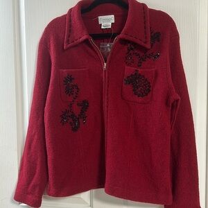 NWT CONRAD C 💯% Soft Wool Jacket with Embroidery Detail Sz Large